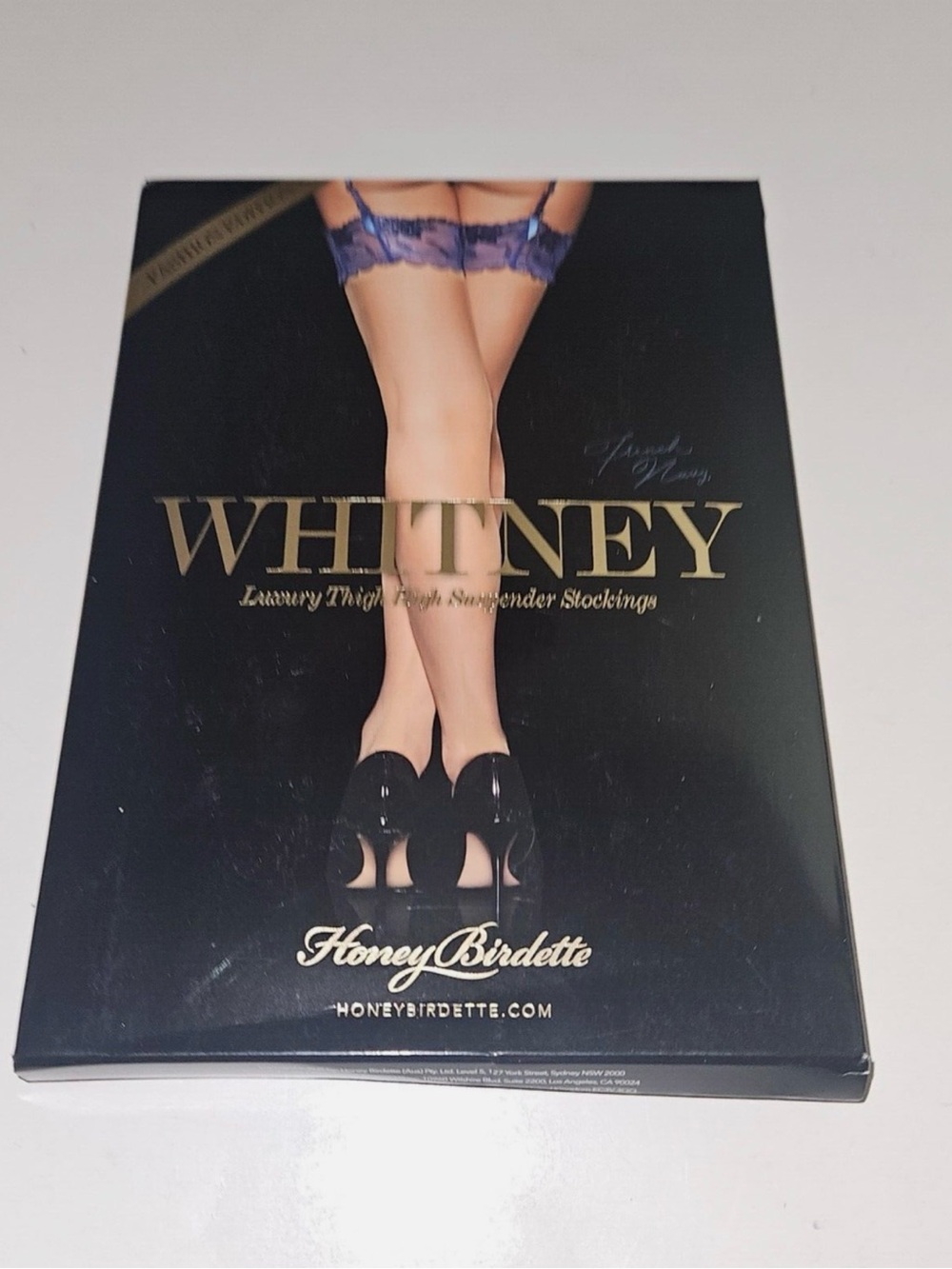 Honey Birdette WHITNEY Sheer Stockings - Black & Purple